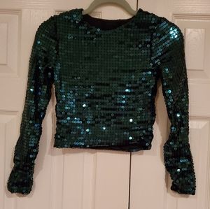 H&M Emerald Sequin Crop Top